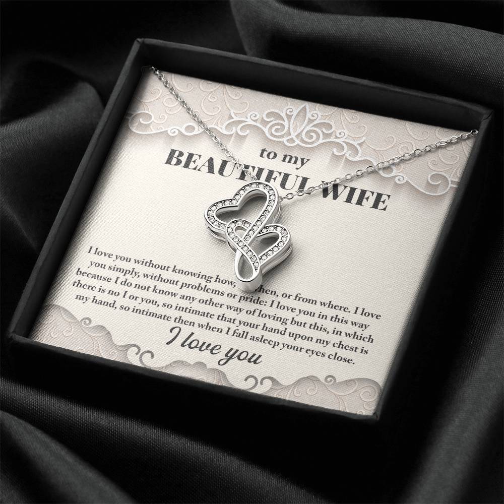 To My Beautiful Wife Necklace - Forever Love Necklace For Wife - I Love You - Wife Christmas Gift Wife Christmas Gift  Double Hearts Necklace