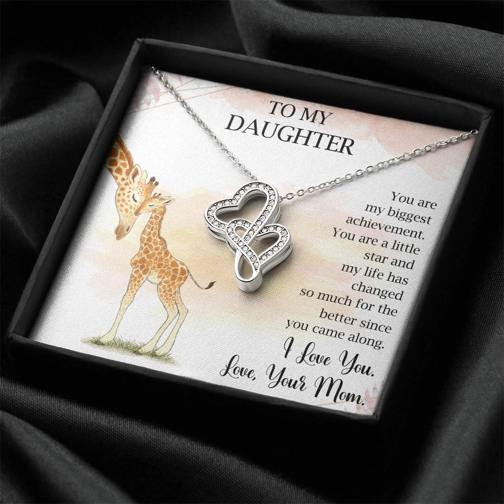 Mom To Daughter Alluring Beauty Necklace Gift - A Mother's Treasure - Giraffe Necklace - Giraffe Necklace For Mom - Mo 1 Double Hearts Necklace