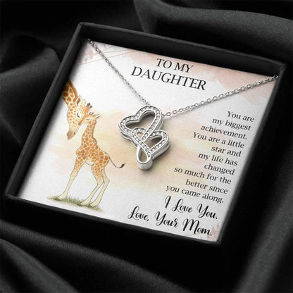 Mom To Daughter Alluring Beauty Necklace Gift - A Mother's Treasure - Giraffe Necklace - Giraffe Necklace For Mom - Mo 1 Double Hearts Necklace