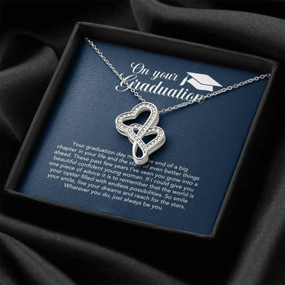 On Your Graduation - Katie - Congratulations - Love Mom And Dad - Sweethearts Necklace - Graduation Gift Necklace For  Double Hearts Necklace