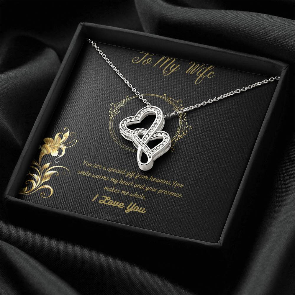 To My Wife Necklacegift Form Husband To Wife. Anniversary Gift From Husband To Wife. Birthday Gift For Wife. Gift For  Double Hearts Necklace