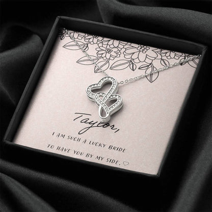 I Am Such A Happy Bride Double Hearts Necklace