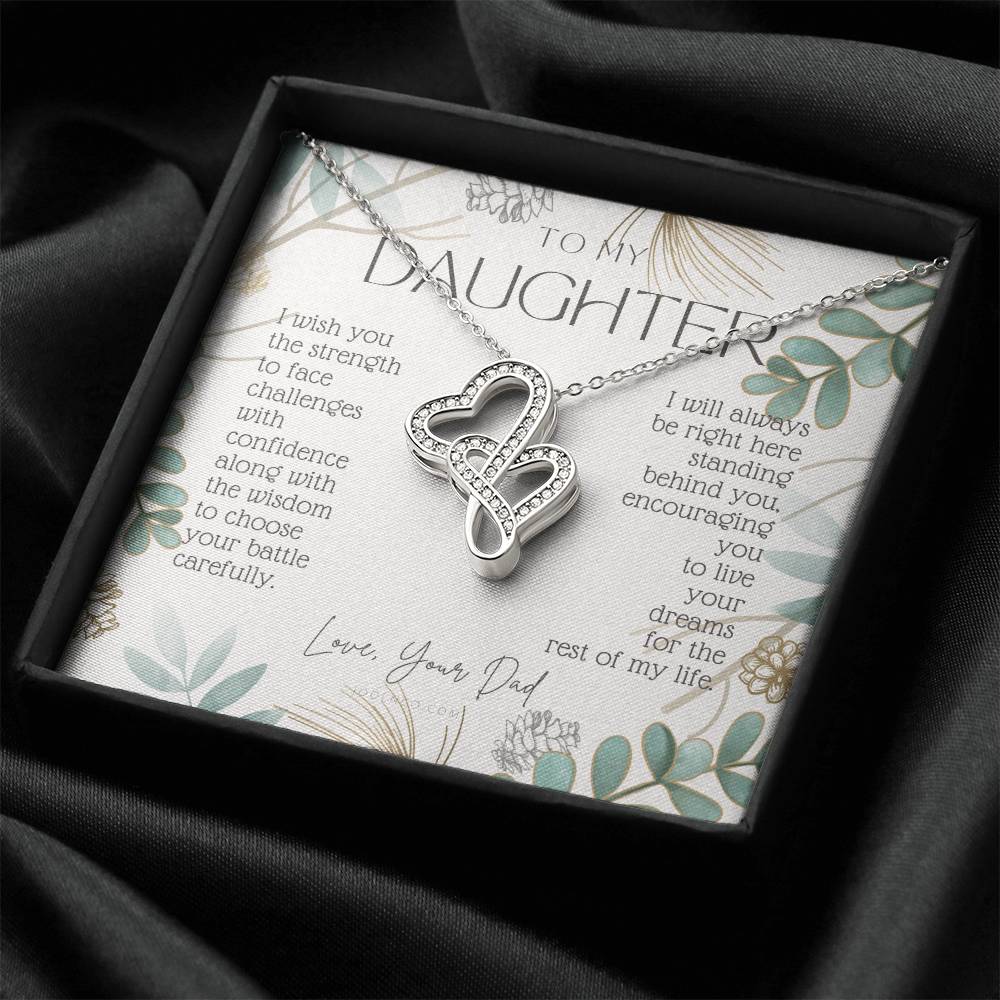 To My Daughter Live Your Dreams Gift For Daughter From Dad Daughter Birthday Graduation Christmas Present Double Hearts Necklace