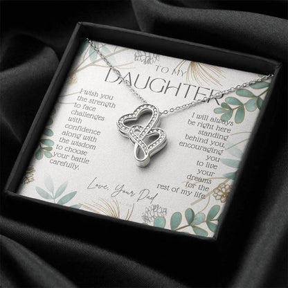 To My Daughter Live Your Dreams Gift For Daughter From Dad Daughter Birthday Graduation Christmas Present Double Hearts Necklace