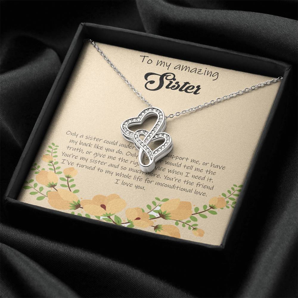 To My Amazing Sister - Yellow Double Hearts Necklace
