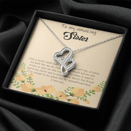 To My Amazing Sister - Yellow Double Hearts Necklace