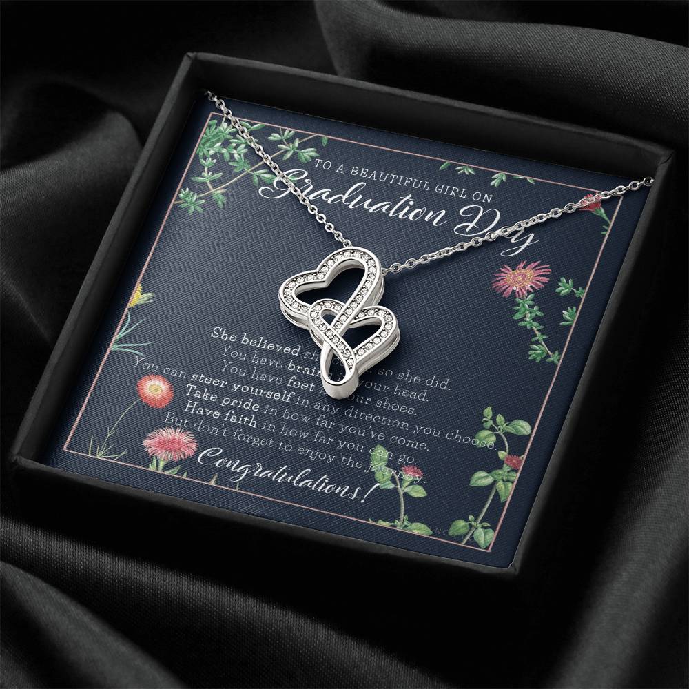 Graduation Gift Necklace For Daughter College Graduation Gift For Her High School Senior Graduation Mba Phd Master Cla 1 Double Hearts Necklace