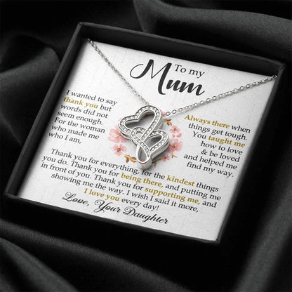 Mum Gift Be Loved Double Heart Necklace Double Hearts Necklace