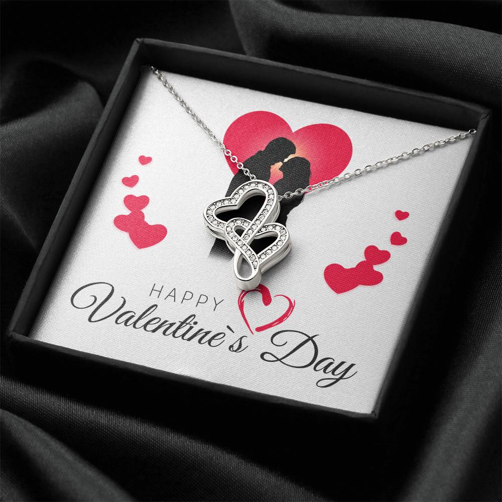 Happy Valentine's Day Necklace -  Message Card - Necklaces For Women - Future Mrs. Necklace - En Double Hearts Necklace