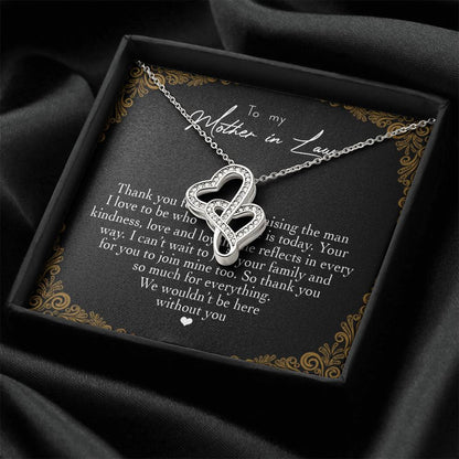 To My Mother In Law Thank You For Raising The Man I Love  1 Double Hearts Necklace