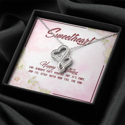 Happy Birthday Sweetheart- Double Hearts Necklace