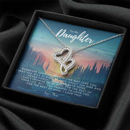 To My Daughter Necklace From Mom - Grown Up Daughter Gift From Mom - Gift For Daughter From Mom - Daughters Birthday G Double Hearts Necklace