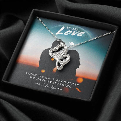 To My Love- I Love You Double Hearts Necklace