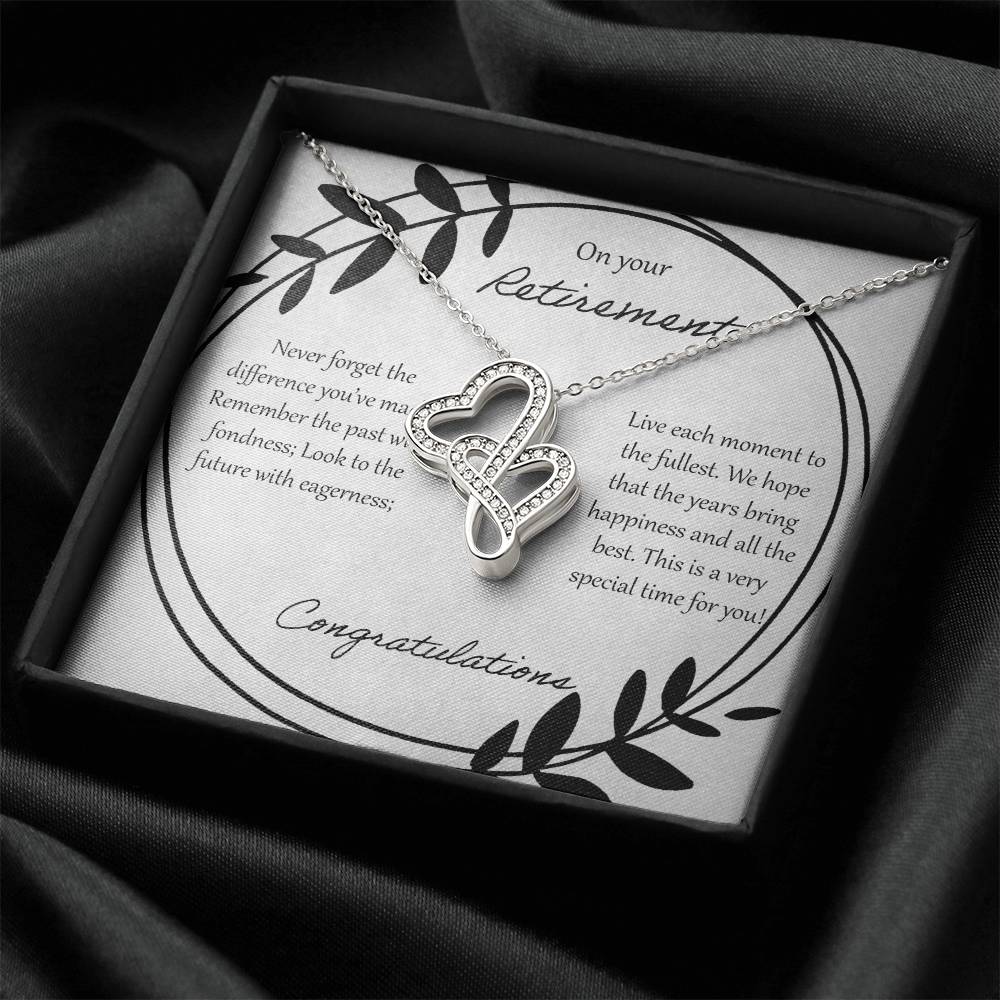On Your Retirement Double Hearts Necklace