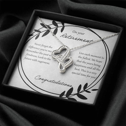 On Your Retirement Double Hearts Necklace