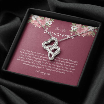 To My Daughter Necklace Birthday Gift For Daughter Gift From Dad Gift From Mom Double Hearts Necklace