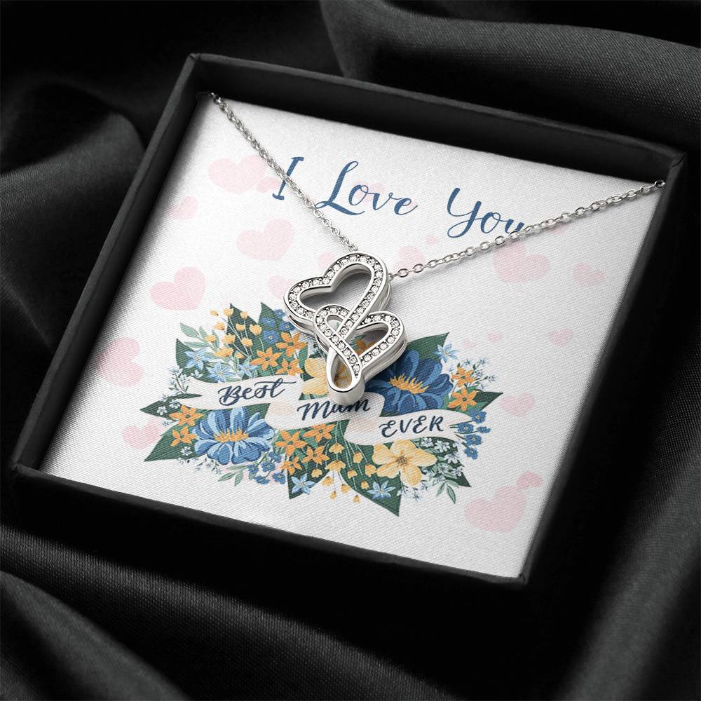 I Love You - Best Mum Ever Double Hearts Necklace