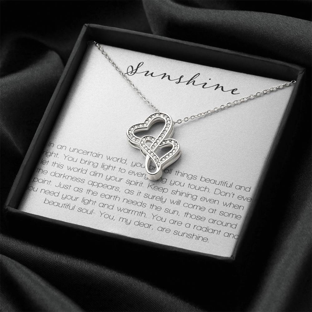 Sunshine In An Uncertain World Double Hearts Necklace