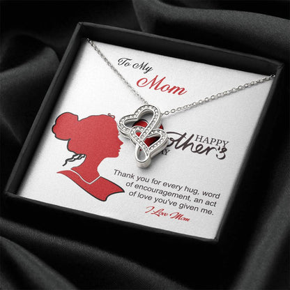 I Love Mom Mother - Necklace Double Hearts Necklace