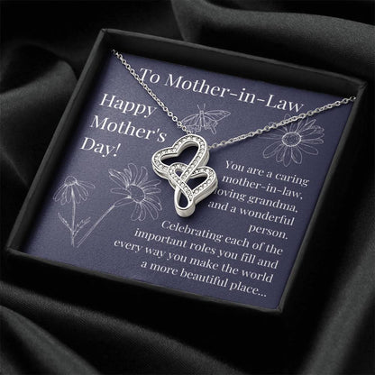 Mother-In-Law Mother's Day  Double Hearts Necklace