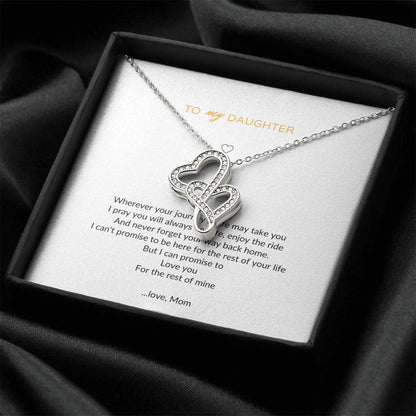To My Daughter I Love You Forever Love Necklace Mother's Day - Daughter Necklace - Mother Daughter Jewelry Gift - Daug Double Hearts Necklace