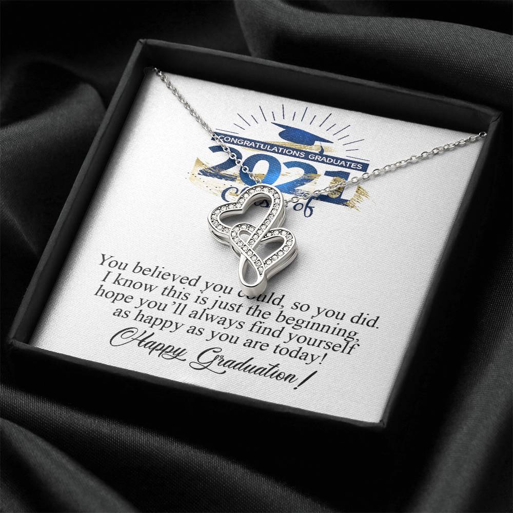 Class Of 2021 Graduation Gift Necklace College Graduation Gifts Graduation Gifts For For Girl Daughter Granddaughter N Double Hearts Necklace