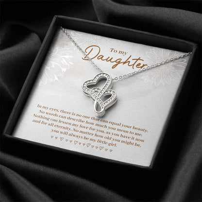 To My Daughter Necklace - Dad To Daughter Double Heart Necklace Gift - Father And Daughter Always Remember Gift From D Double Hearts Necklace