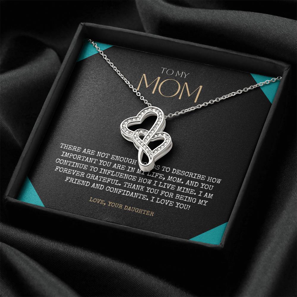 Personalized Gift To My Mom Necklace Birthday Valentines Gift To My Mother Silver Jewelry For Women Love Knot Necklace Double Hearts Necklace