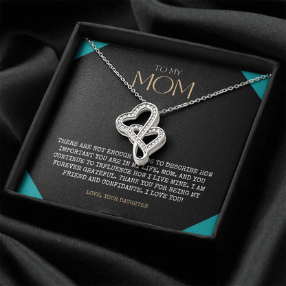 Personalized Gift To My Mom Necklace Birthday Valentines Gift To My Mother Silver Jewelry For Women Love Knot Necklace Double Hearts Necklace