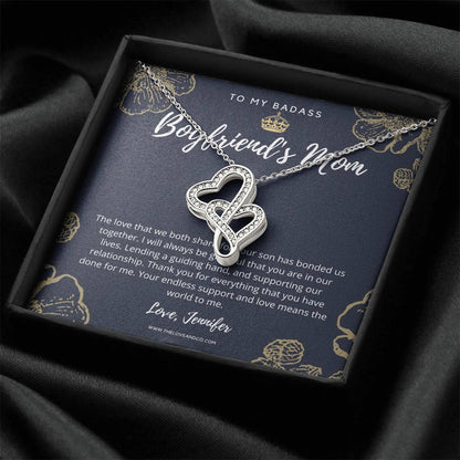 To My Badass Boyfriend's Mom Necklace Double Hearts Necklace