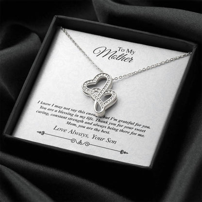 'To My Mother' Double Heart Necklace - I'm Grateful For You You Are The Best 1 Double Hearts Necklace