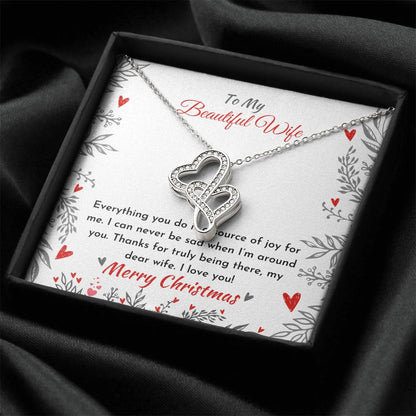 Christmas Necklace For Wife Double Hearts Necklace