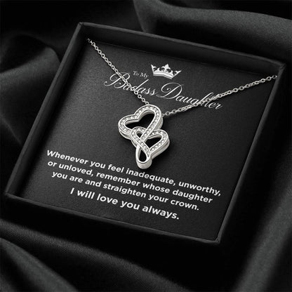 To My Badass Daughter Joined Hearts Necklace Double Hearts Necklace