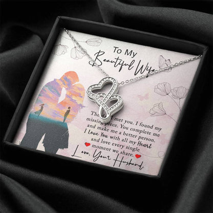 Gift For Wife Wife Necklace Wife Wife Gift Wife Jewellery Gift For Her Two Hearts Necklace Anniversary Gift Wedding Gi Double Hearts Necklace