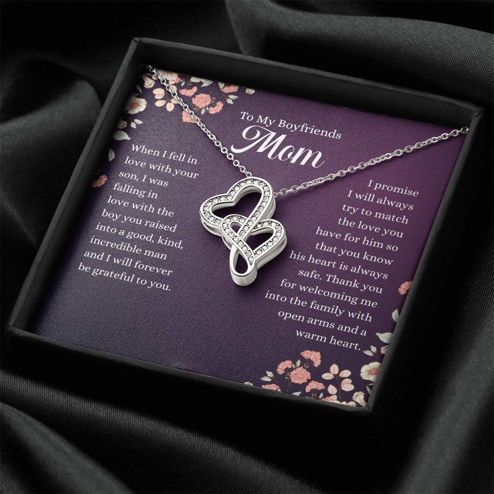 To My Boyfriends Mom - Joined Hearts Necklce Double Hearts Necklace