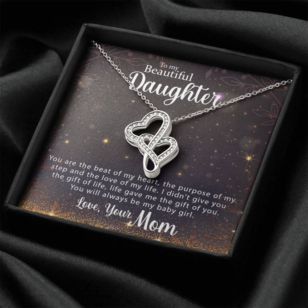 Special Necklace To My Daughter - A Perfect Valentine's Day Gift For Daughter Double Hearts Necklace