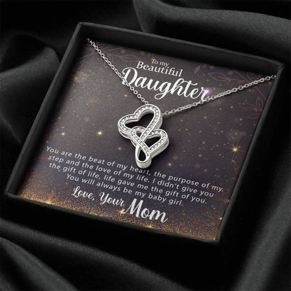 Special Necklace To My Daughter - A Perfect Valentine's Day Gift For Daughter Double Hearts Necklace