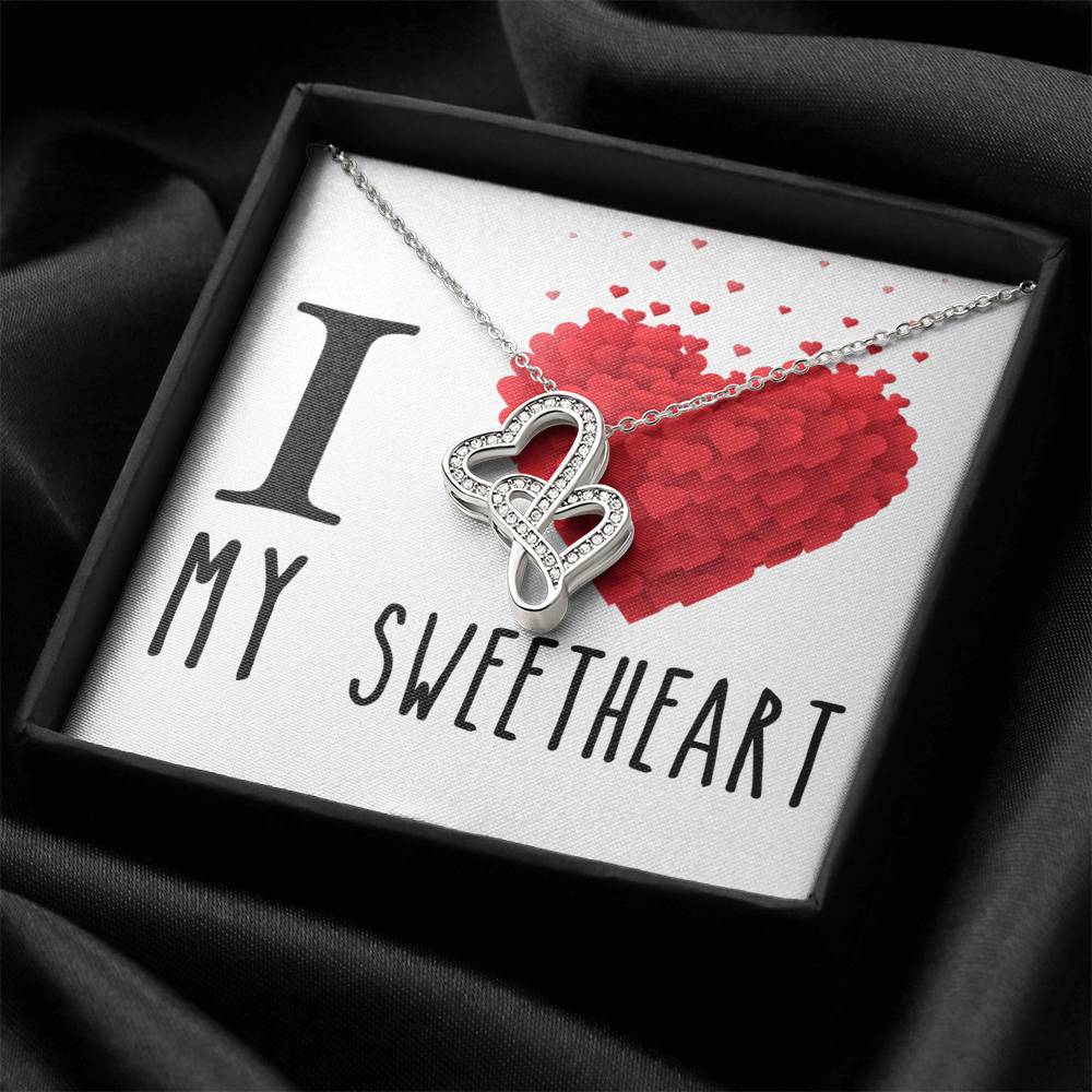 I Love My Sweetheart Girlfriend Wife Love Double Hearts Cz Necklace Valentines Day Or Birthday Heartfelt Keepsake Gift Double Hearts Necklace