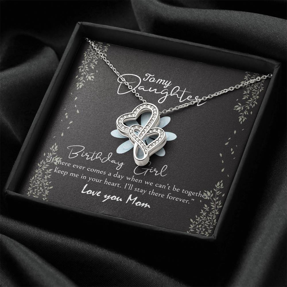 To Daughter From Dad 2 Double Heart Necklace Gift - Gifts For Daughter Gifts For Her - Birthday Gifts - Daughter Gift  Double Hearts Necklace