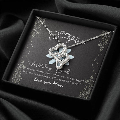 To Daughter From Dad 2 Double Heart Necklace Gift - Gifts For Daughter Gifts For Her - Birthday Gifts - Daughter Gift  Double Hearts Necklace