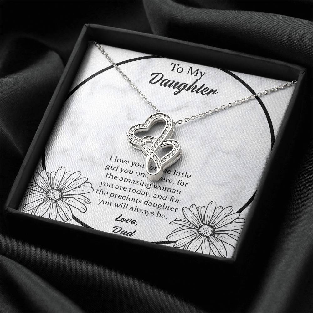 To My Daughter I Love You For The - Love Dad Double Hearts Necklace