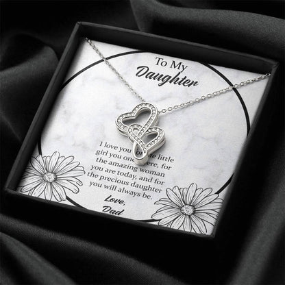 To My Daughter I Love You For The - Love Dad Double Hearts Necklace