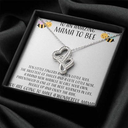 To An Amazing Mama To Bee Double Hearts Necklace