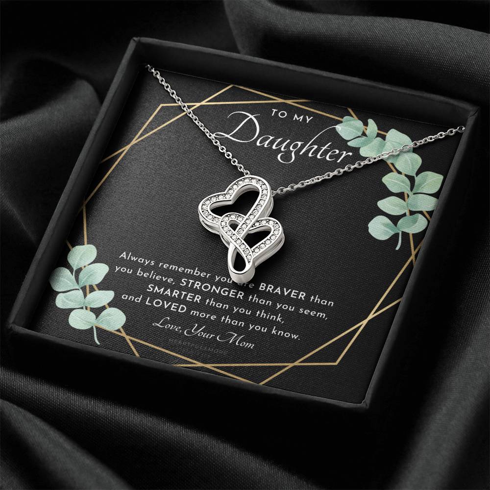 To My Daughter Always Remember Gift For Daughter From Mom Daughter Birthday Graduation Christmas Present 1 Double Hearts Necklace