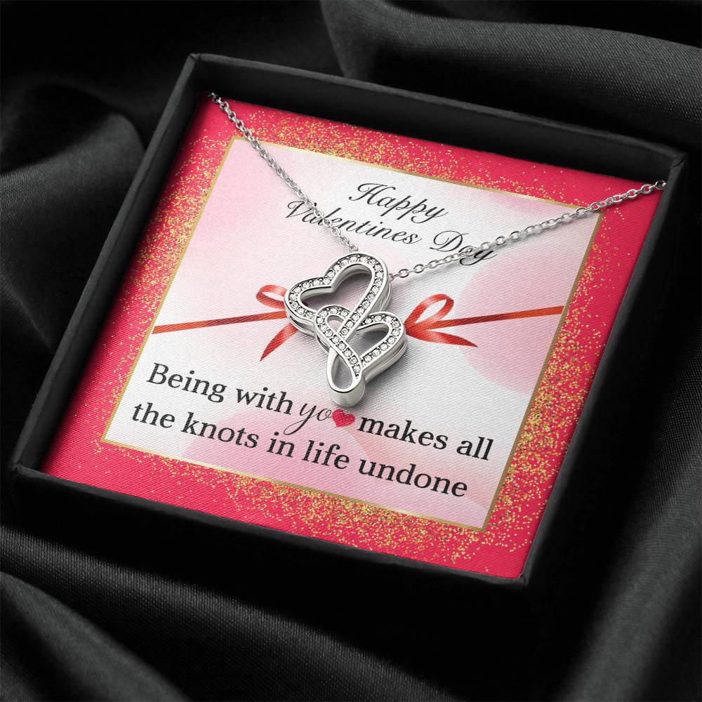 To My Valentine - Double Heart Necklace For Girlfriend Wife - Women Luxury Jewellery Double Hearts Necklace