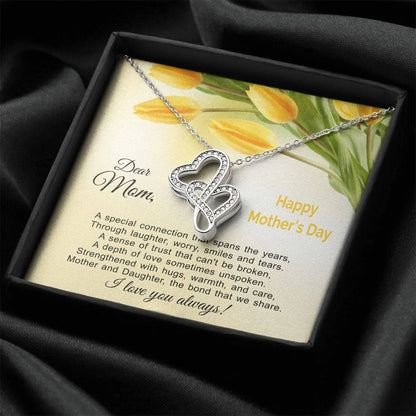The Bond That We Share - Mother And Daughter  Double Hearts Necklace