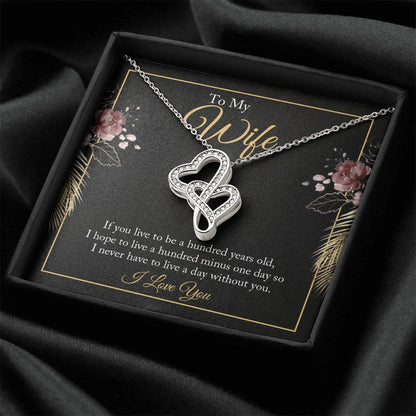 To My Wife - I Love You -  Double Hearts Necklace