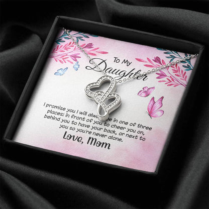 To My Daughter I Promise You  Double Hearts Necklace