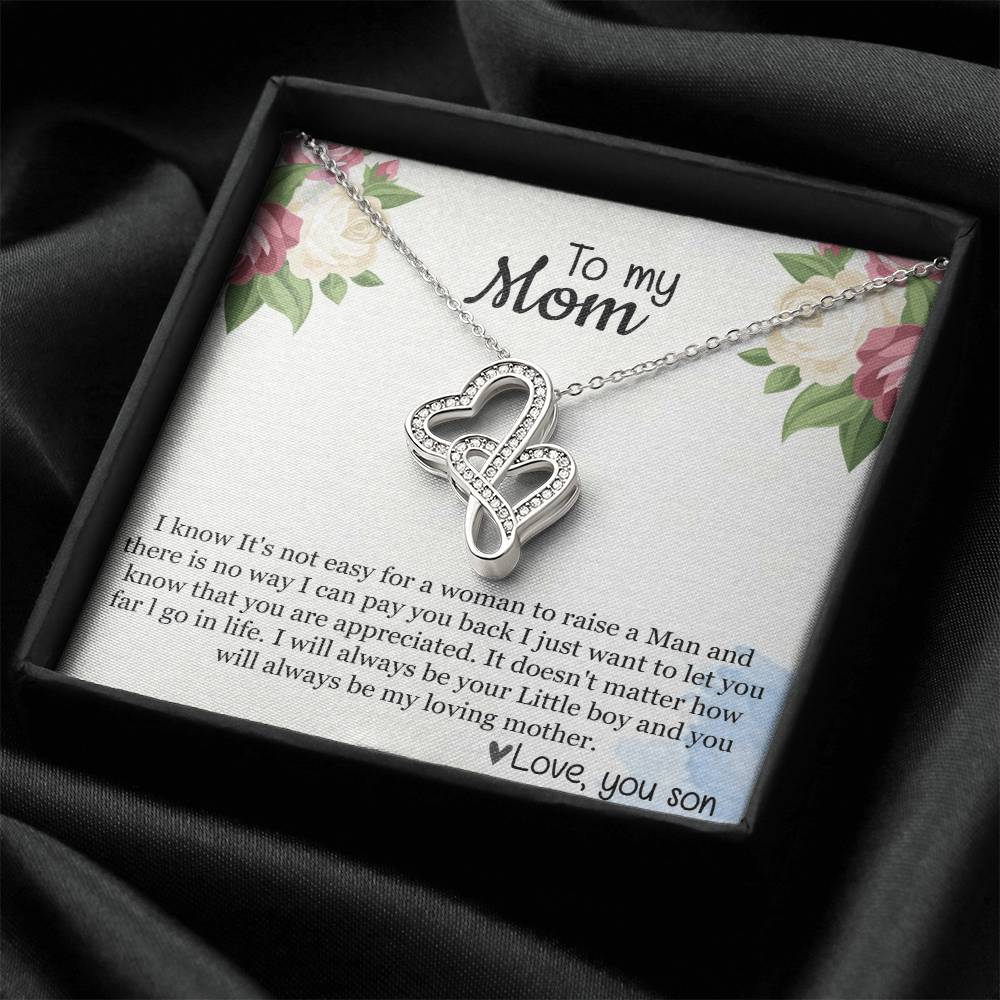 Mothers Day Necklace From Son To My Mom Necklace Gifts Double Hearts Pendant Jewelry Present With Message Card And Gif Double Hearts Necklace