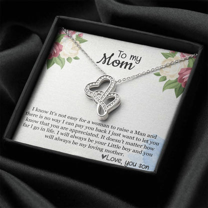 Mothers Day Necklace From Son To My Mom Necklace Gifts Double Hearts Pendant Jewelry Present With Message Card And Gif Double Hearts Necklace